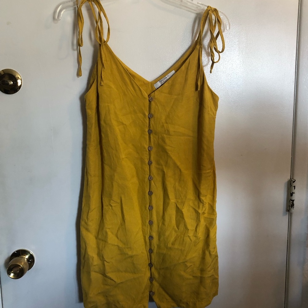 Forever 21 yellow buttoned dress